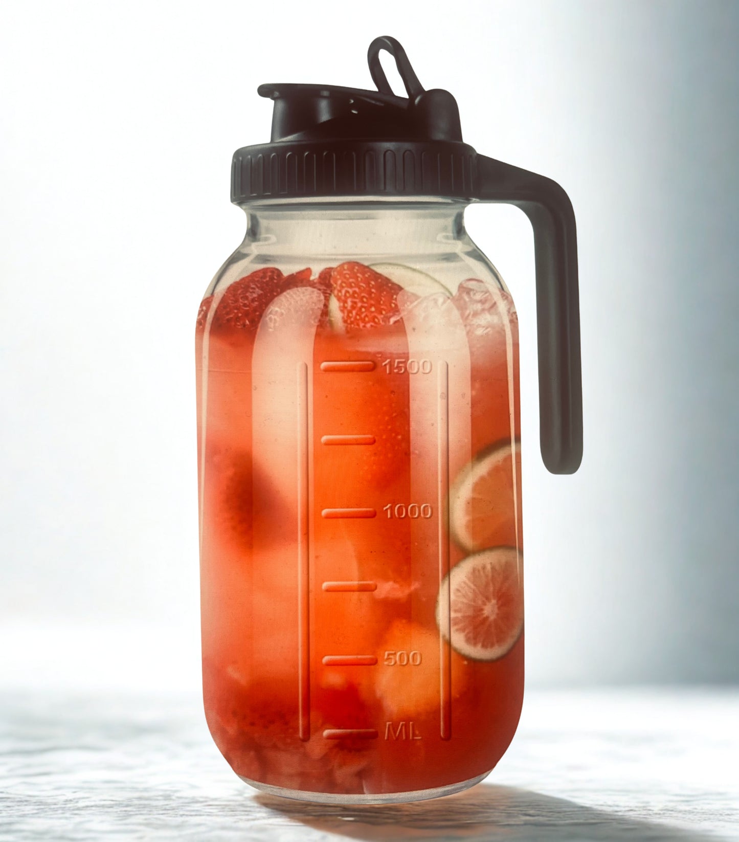 Serve Wellness In Style: 64 oz Wide-Mouth Mason Jar Pitcher